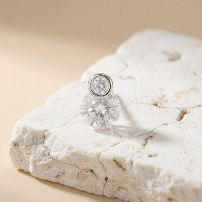 Handcrafted Luxury Silver Stud Earrings with Round Crystal