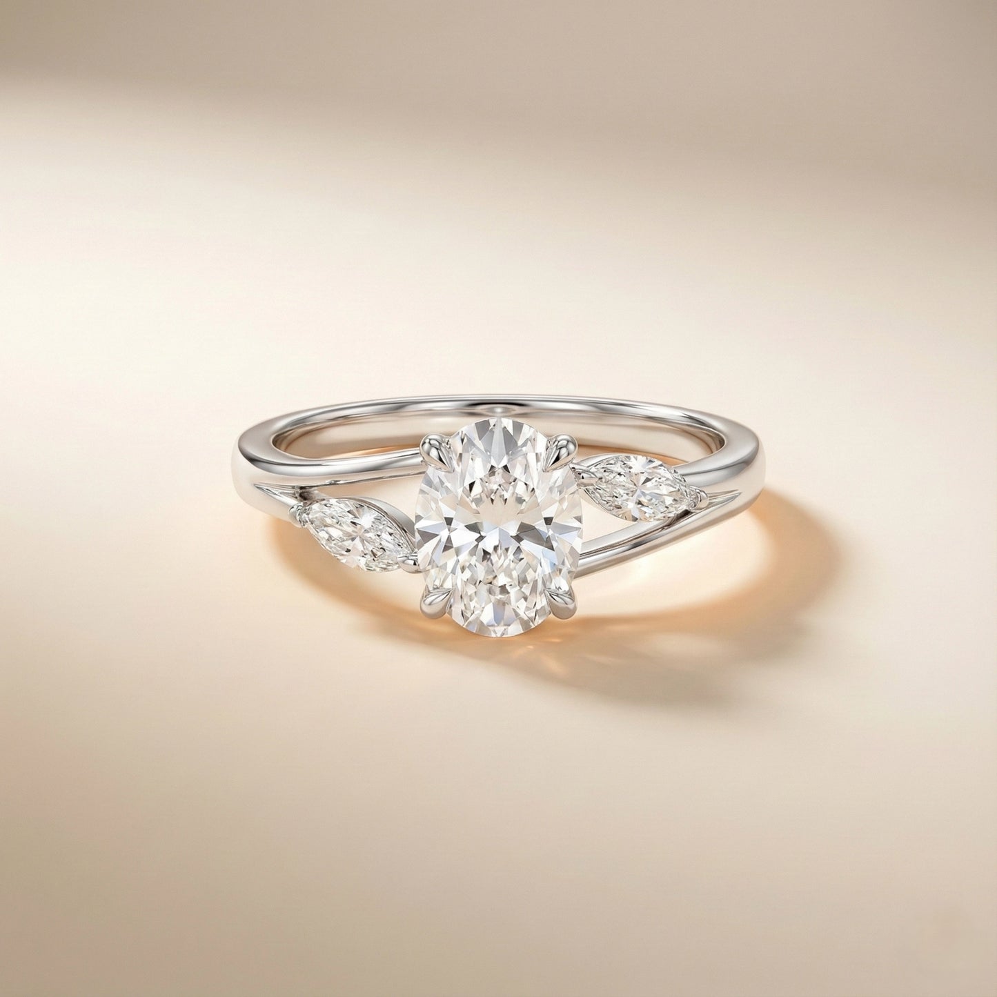 Diamond ring on a beige background