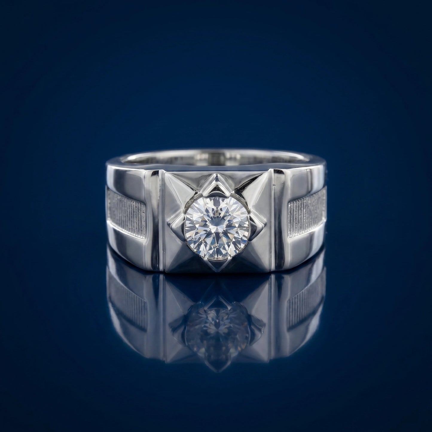 Round Solitaire Ring in 925 Silver Jewellery with Structured Professional Design