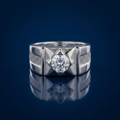Round Solitaire Ring in 925 Silver Jewellery with Structured Professional Design