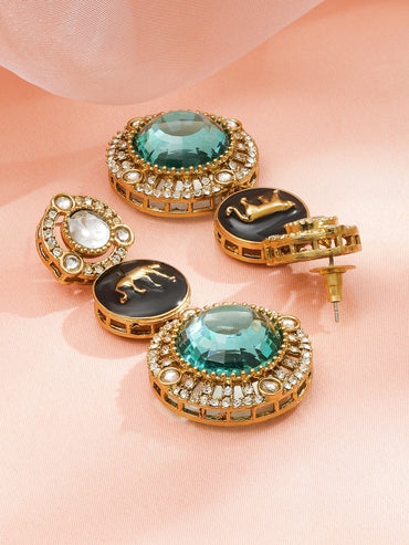 Royal Green & Black Statement Earrings