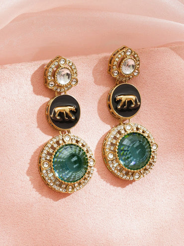 Royal Green & Black Statement Earrings