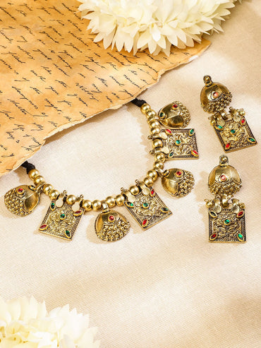 Tribal Magic Green & PInk Necklace Set