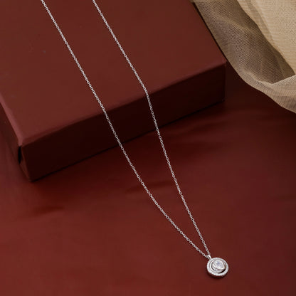 925 Silver Pendant Solitaire Necklace with Polished Halo Diamond Finish