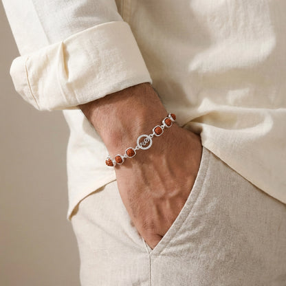 925 sterling silver spiritual Rudraksha bracelet with Ram casting design