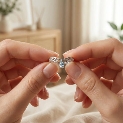 Genuine Sterling Silver Teardrop Dangle Ring